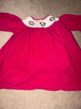 Molly Pop corduroy Monkey banana pink smock dress size 5
